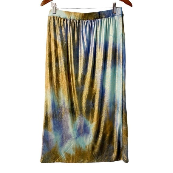 Le Superbe Take it easy Metallic Slit Multicolor Tie dye Skirt Medium - Picture 6 of 8